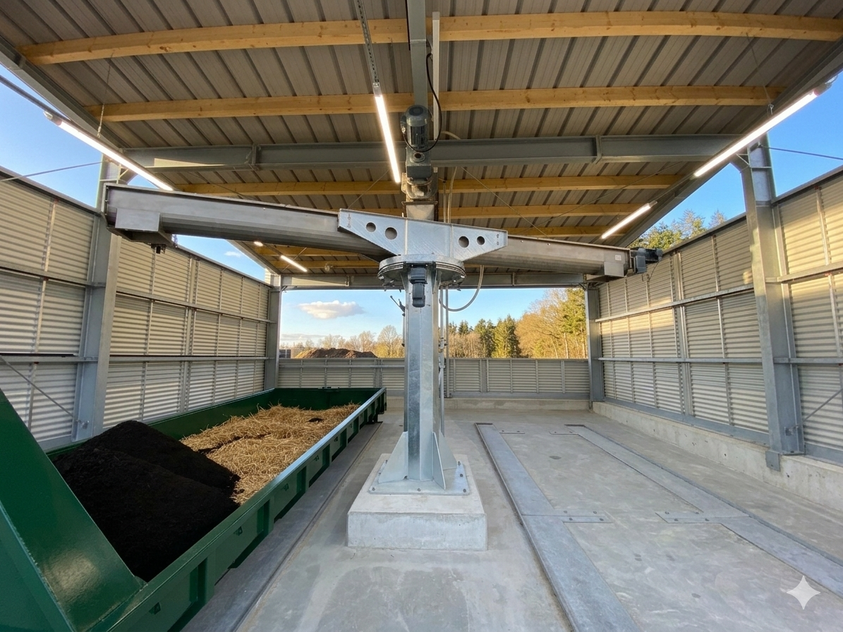 Förderspirale mit Drehturm - Kläranlage Einhaus