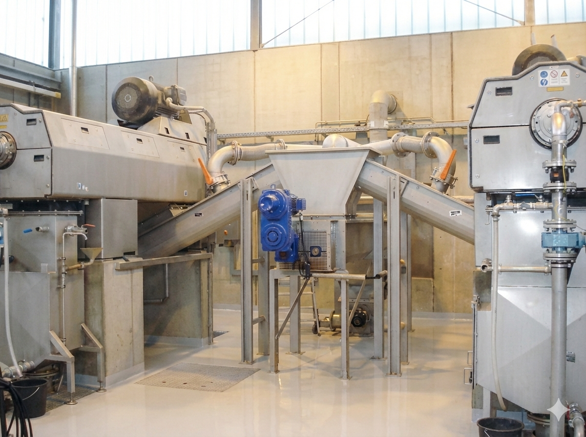 Spiralförderer mit Entwässerungszentrifugen - Kläranlage Flensburg